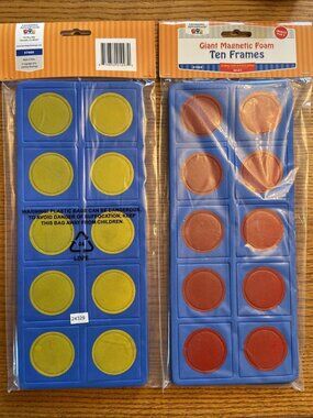 Giant Magnetic Foam Ten Frames Set Of 2 Yellow Red Circles Math 4 pcs Total